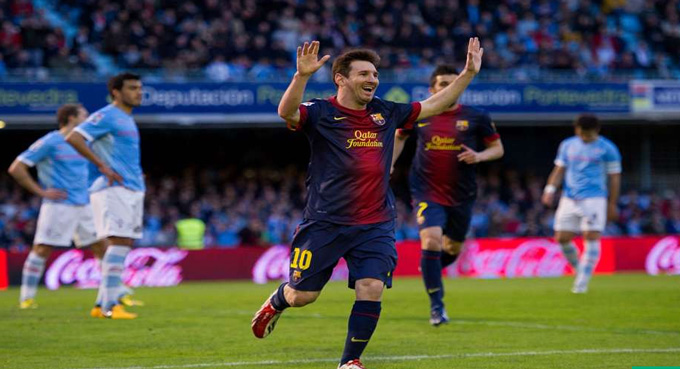 Tháng 3/2013, Messi chọc thủng lưới Celta Vigo, trở thành cầu thủ đầu tiên ghi bàn vào lưới tất cả các CLB phải đối mặt ở La Liga