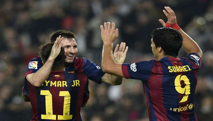Tháng 5/2015, Messi cùng Neymar và Suarez tạo thành bộ ba hủy diệt MSN, ghi 122 bàn ở mùa 2014/15