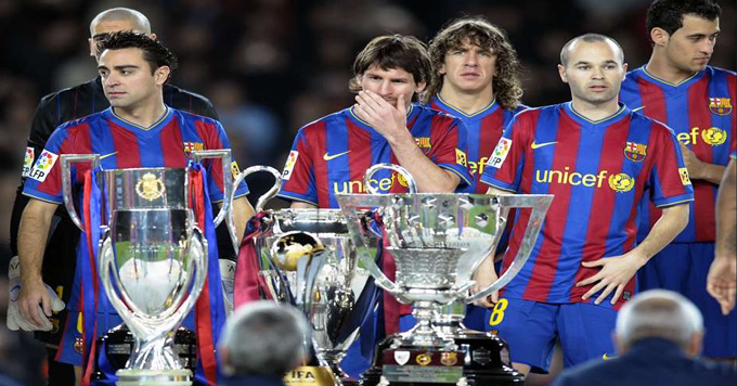 Năm 2009 là lần đầu Messi đoạt cú ăn 3 La Liga, Champions League và Cúp Nhà vua cùng Barca
