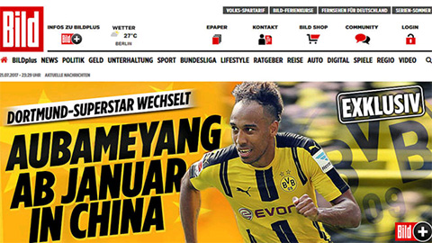 Aubameyang rời Dortmund sang Trung Quốc vào tháng 1/2018