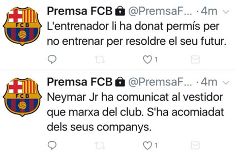 Neymar tuyên bố chia tay đội bóng. Chúng ta tạm biệt một người bạn.