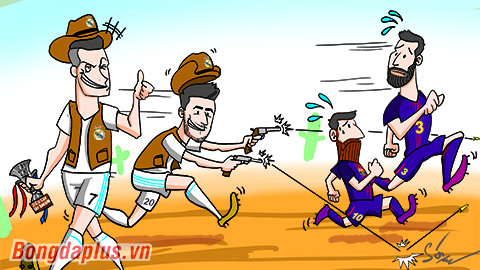 Biếm họa: Asensio thay Ronaldo trừng trị Barca