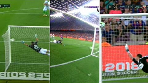 Messi ba lần sút bóng trúng cột dọc và xà ngang