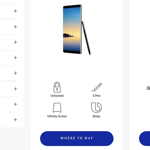Note 8 xuất hiện trên trang chủ của Samsung