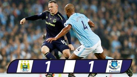 Rooney chạm mốc 200 bàn, Everton hoà Man City sau 90 phút điên rồ