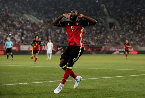 Niềm vui của  Lukaku sau khi ghi bàn thắng giúp Bỉ đoạt vé đến Nga