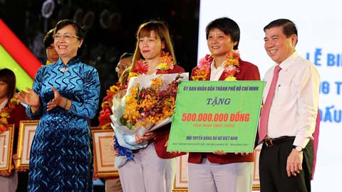 ĐT nữ Việt Nam nhận thưởng, bóng đá nữ TP.HCM đón tin vui