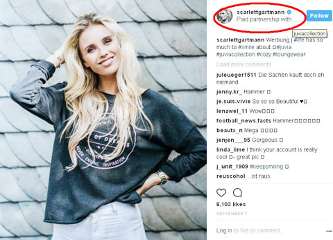 pGartmann giờ chú thích quảng cáo rõ ràng trên Instagram