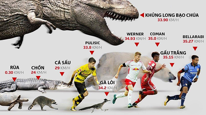 Bảng so sánh tốc độ cao nhất mùa trước tại Bundesliga