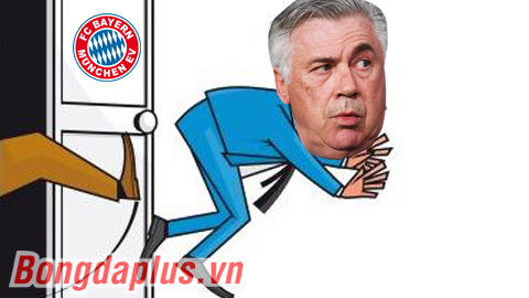Ảnh chế: Ancelotti bị Bayern sút ra khỏi cửa