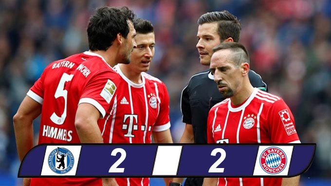 Hertha 2-2 Bayern: Thay tướng nhưng không đổi vận