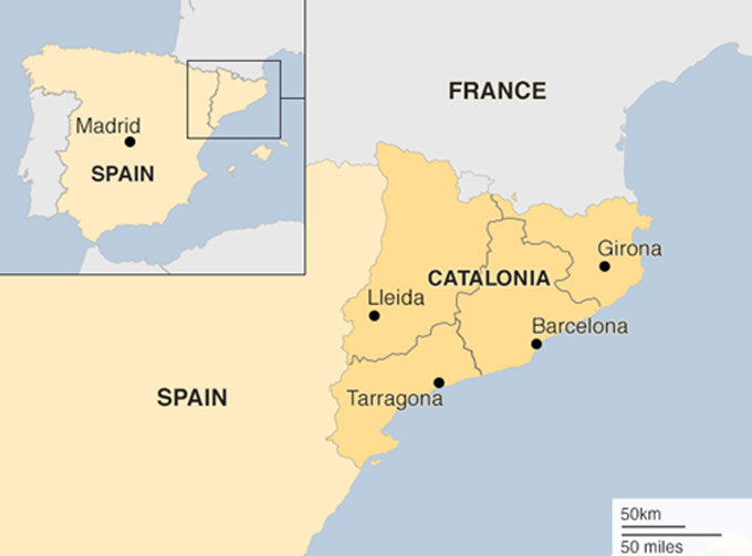 Vị trí địa lý của vùng Catalan