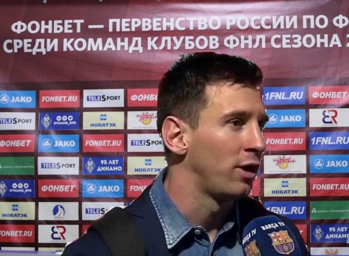 Hình ảnh Messi khi được phỏng vấn ở Nga