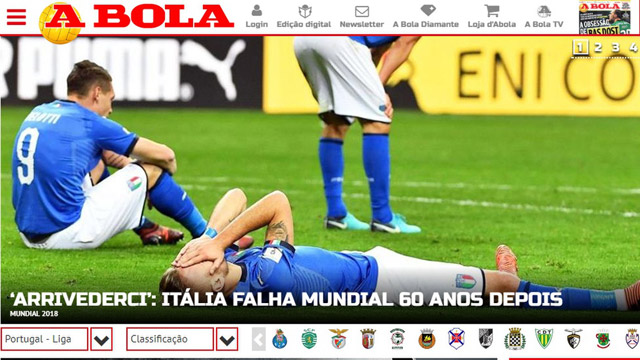 A Bola (Tây Ban Nha): Italia lần đầu tiên bị loại sau 60 năm