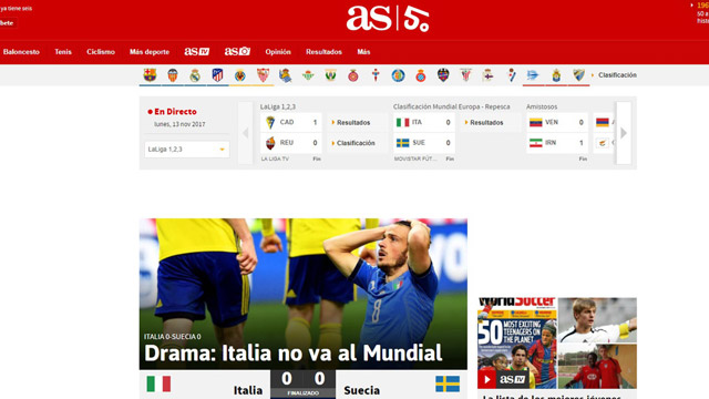  AS (Tây Ban Nha): Bi kịch: Italia không thể đến World Cup