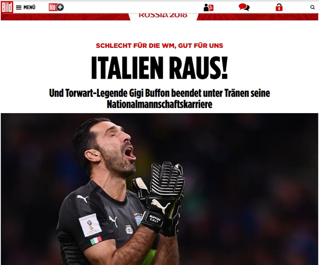 Bild (Đức): Italia bị loại. Thủ môn huyền thoại Gigi Buffon chia tay ĐTQG trong nước mắt