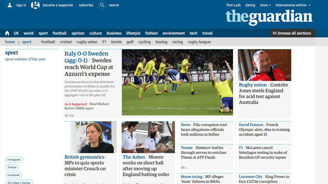 The Guardian (Anh): Thụy Điển đến World Cup trong nỗi buồn người Italia