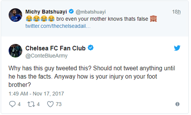 Chelsea Fan Club khó hiểu khi Batshuayi phản ứng lại thông tin là người đồng tính. Theo trang này chân sút người Bỉ nên im lặng.