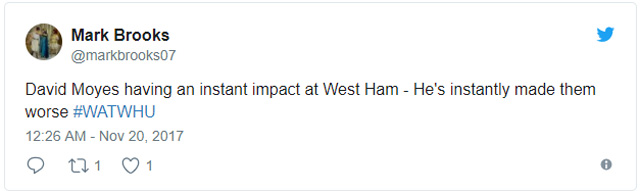 Moyes đã tạo ra tác động ngay lập tức tới West Ham - đó là làm đội bóng tồi tệ hơn
