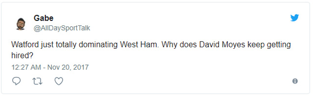 Watford đã thống trị hoàn toàn trận đấu với West Ham? Tại sao Moyes lại được thuê nhỉ?