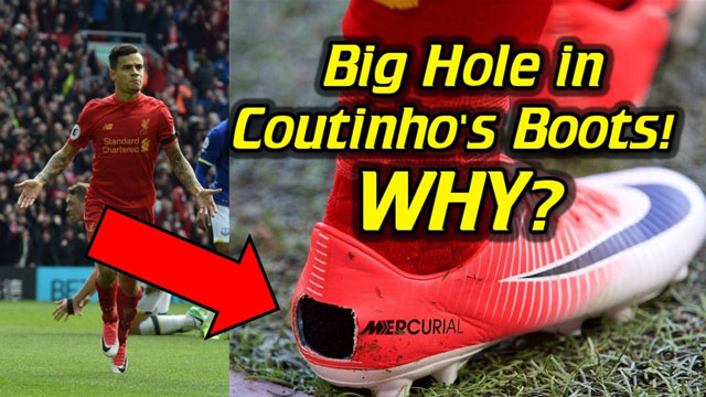 Coutinho cắt một lỗ ở gót giày để cảm thấy thoải mái hơn