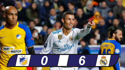Real và Ronaldo trút 'cơn mưa bàn thắng' lên APOEL