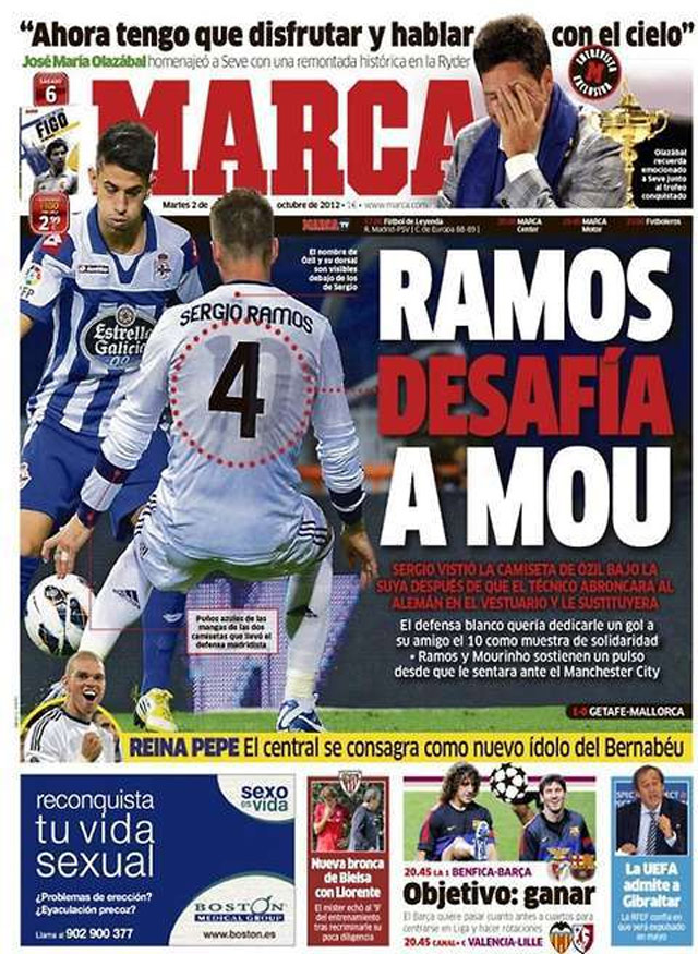 Trang bìa tờ Marca ngày 2/10/2012
