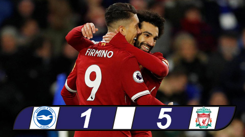 Firmino và Coutinho thi nhau ghi điểm, Liverpool hủy diệt Brighton