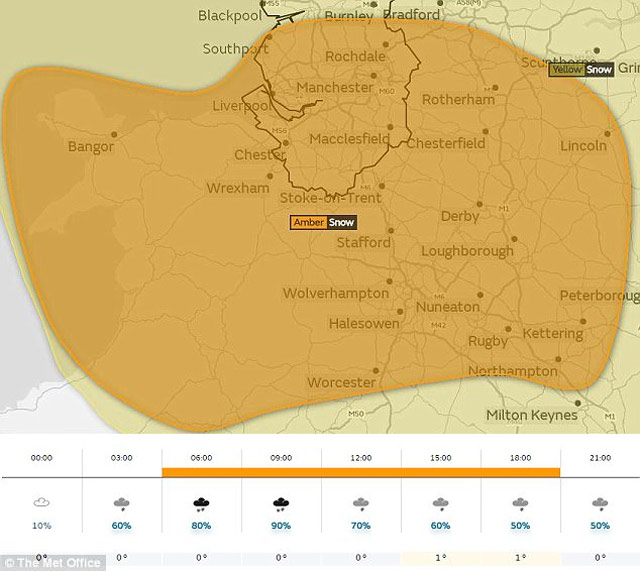 Cảnh báo The Met Office đưa ra về việc tuyết rơi dày tại Manchester