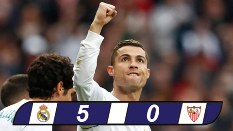 Ronaldo lập cú đúp mừng Quả bóng vàng 2017, Real đại thắng Sevilla