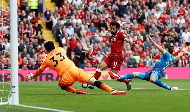 Salah từng xới tung hàng thủ Arsenal khi hai đội gặp nhau tháng 8