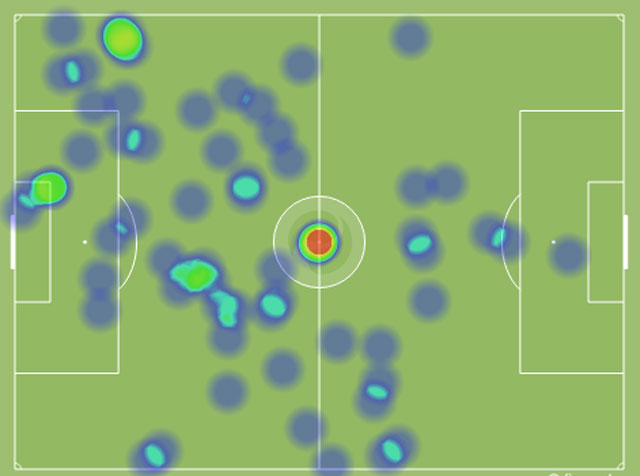 Firmino luôn hoạt động cực rộng, có mặt ở mọi điểm nóng. Bản đồ nhiệt trong trận hòa 3-3 với Arsenal là minh chứng rõ nhất