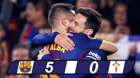 Kết quả, tường thuật Barcelona 5-0 Celta Vigo, lượt về vòng 1/8 cúp Nhà vua