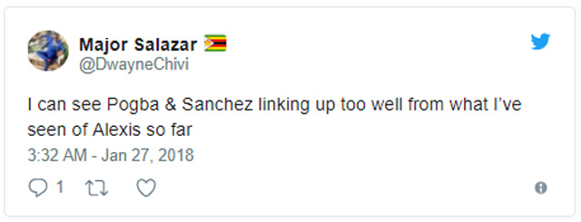 Tôi có thể mường tượng cảnh Pogba và Sanchez phối hợp tuyệt vời với nhau qua những gì mà Sanchez đã thể hiện