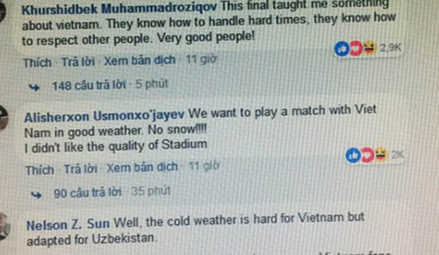 Một trong nhiều bình luận tích cực dành cho U23 Việt Nam