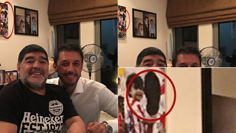 Maradona bôi đen mặt Aguero ở tấm ảnh gia đình
