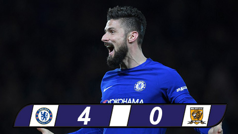 Chelsea 4-0 Hull City: Giroud ghi bàn, The Blues tiến vào tứ kết FA Cup