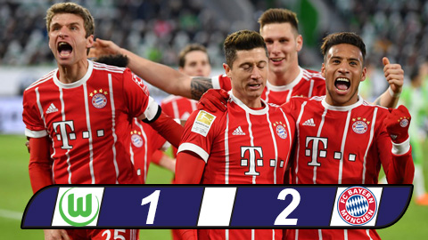 Wolfsburg 1-2 Bayern: Lewandowski lập công phút cuối giúp Bayern thắng nhọc Wolfsburg