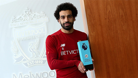 Salah lần thứ 3 giành giải Cầu thủ hay nhất tháng Ngoại hạng Anh