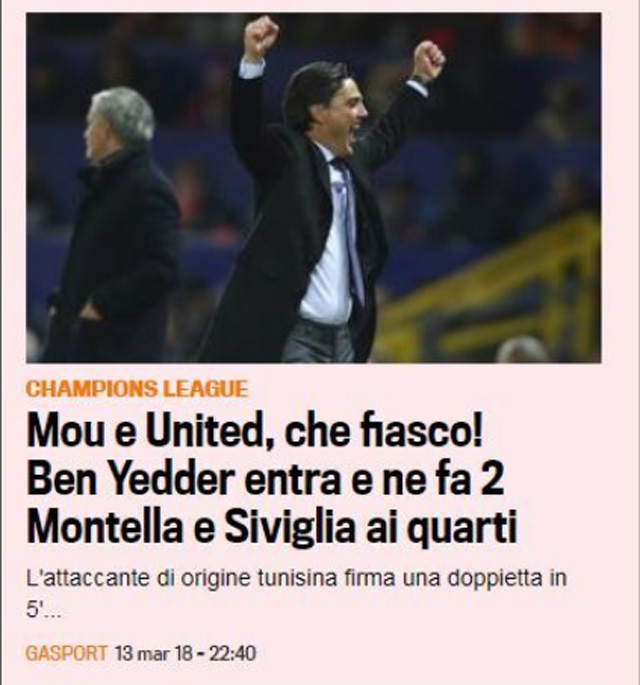 Gazzetta dello Sport: Mourinho và M.U thảm bại