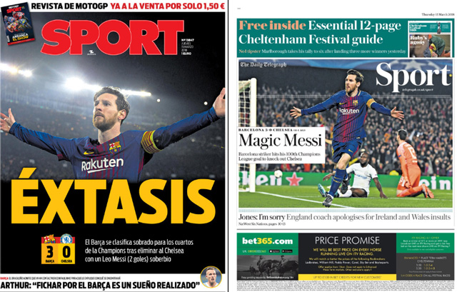 Nhiều tờ báo sử dụng những mỹ từ như thăng hoa, ma thuật để ca ngợi màn trình diễn của Messi