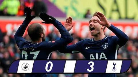 Swansea 0-3 Tottenham: Gà trống tiến vào bán kết FA Cup