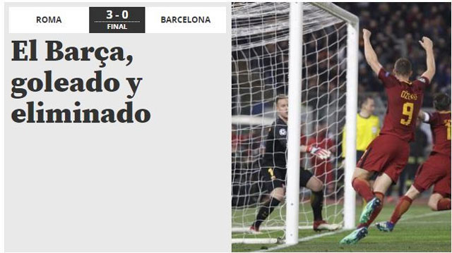 Mundo Deportivo: Barca đại bại và bị loại