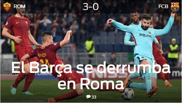 Sport: Barca sụp đổ tại Rome