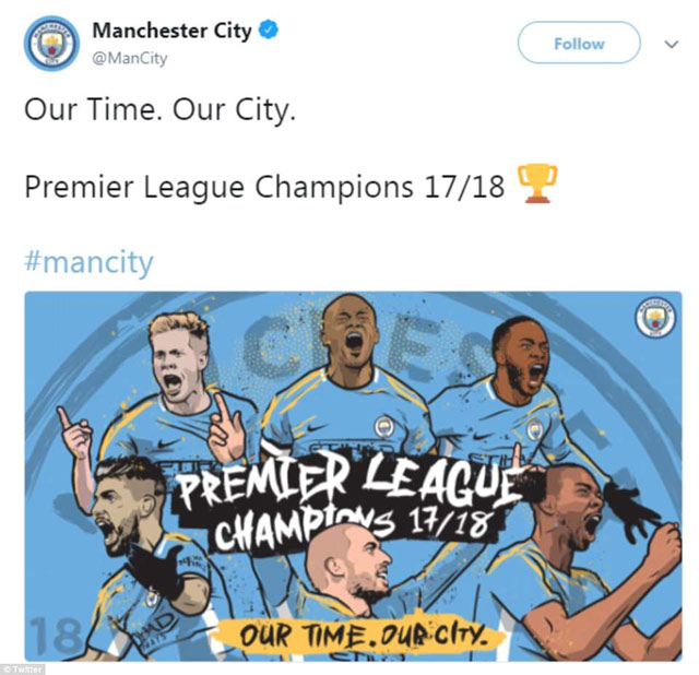 Hình ảnh được chia sẻ trên trang twitter chính thức của Man City