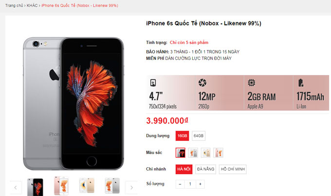Sau 3 năm, giá iPhone 6s đã về dưới mốc 4 triệu đồng