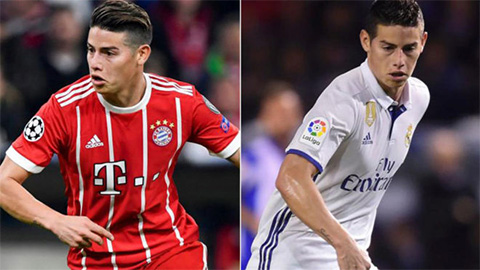 So sánh phong độ của James ở Bayern và Real