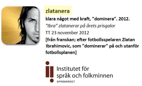 Ibra được vinh danh trong từ điển  tiếng Thụy Điển