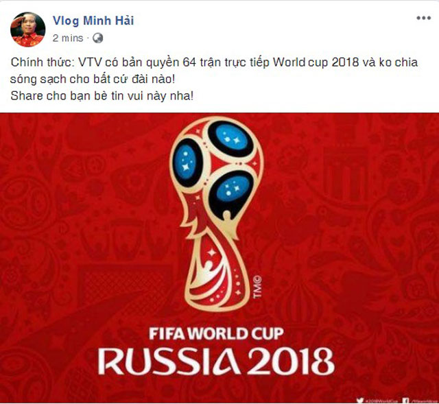 Ảnh chụp màn hình trang facebook của nhà báo Minh Hải