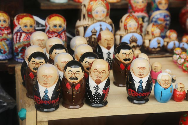 Hình ảnh Lenin, Stalin và Putin, những nhà lãnh đạo Liên Xô/Nga